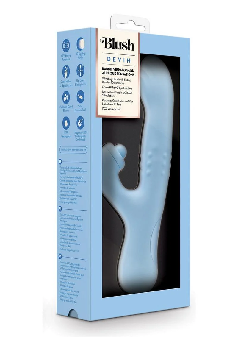 Blush Devin Rechargeable Rabbit Vibrator 4 Unique Sensations - Image 4