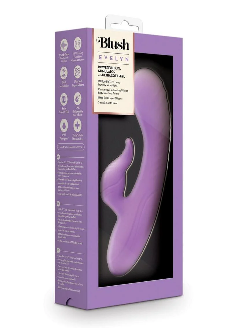 Blush Evelyn Rechargeable Silicone Rabbit Vibrator - Image 4
