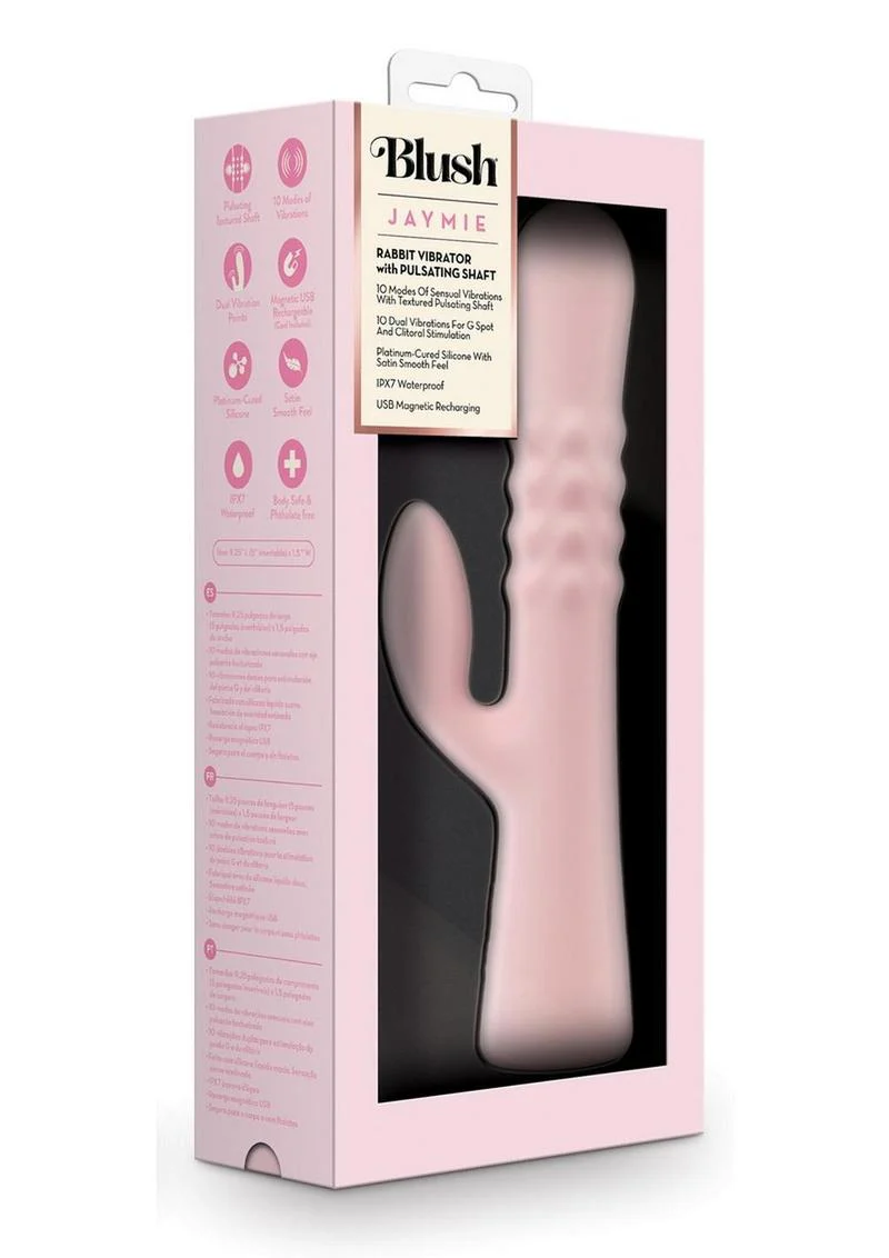 Blush Jaymie Rabbit Vibrator with Pulsating Shaft 10 Vibration Modes - Image 4
