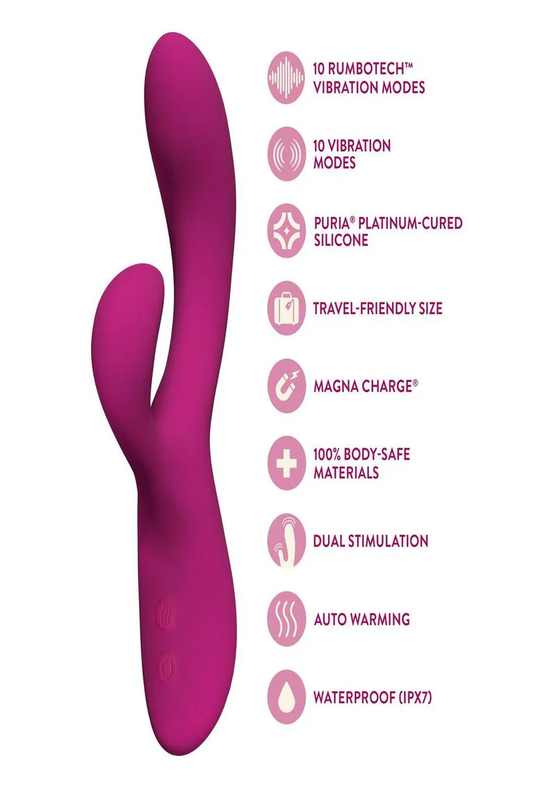 Blush Quinn Rechargeable Silicone Rabbit Vibrator - Image 2