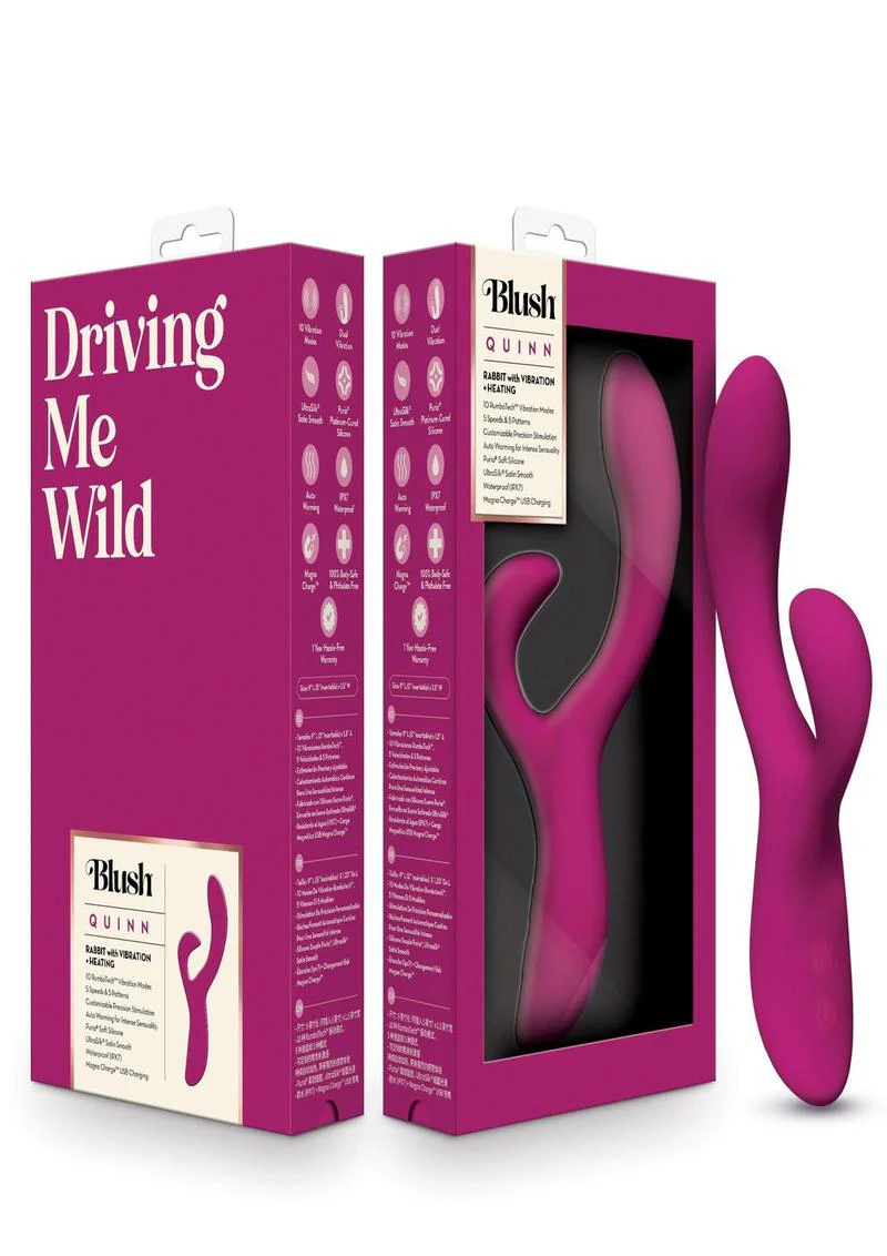 Blush Quinn Rechargeable Silicone Rabbit Vibrator - Image 4