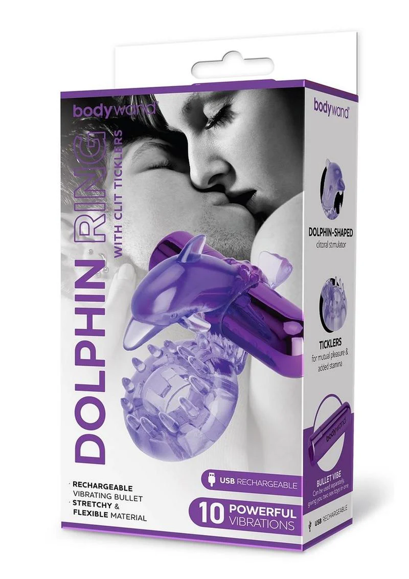 Bodywand Rechargeable Dolphin Ring with Clit Ticklers Powerful Vibrations - Image 6