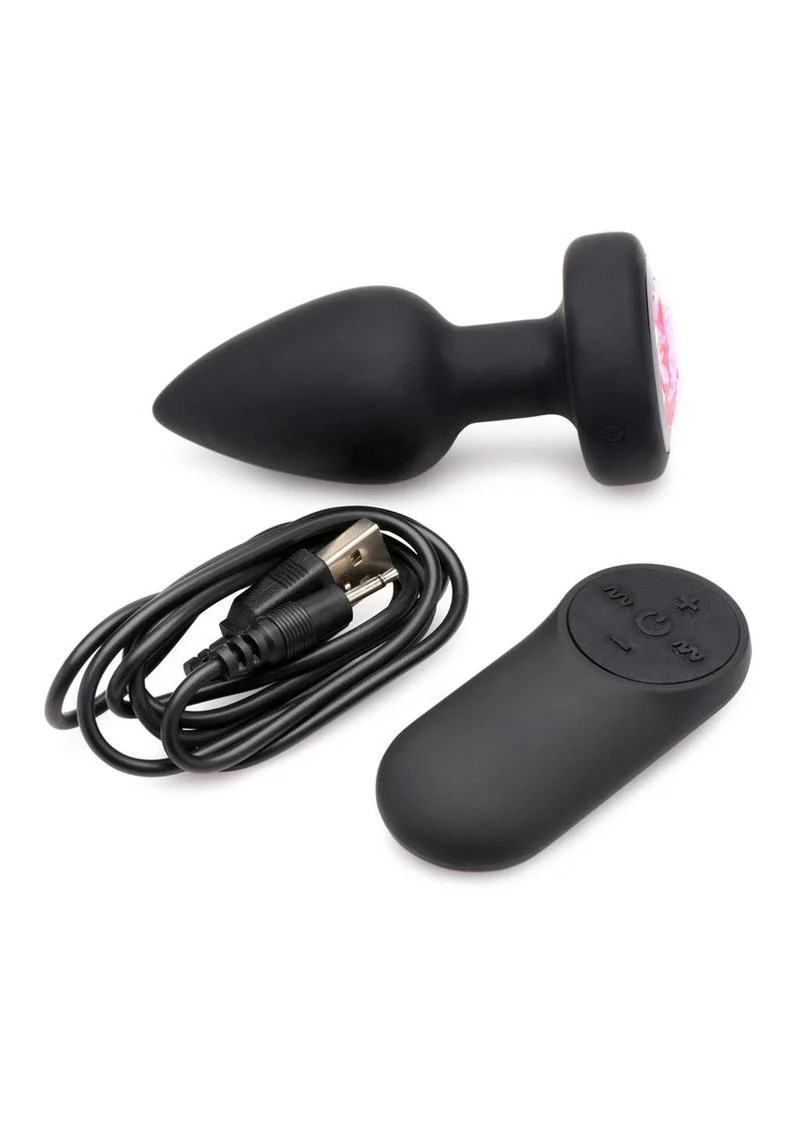 Booty Sparks 28X Silicone Vibrating Pink Gem Anal Plug - Image 3