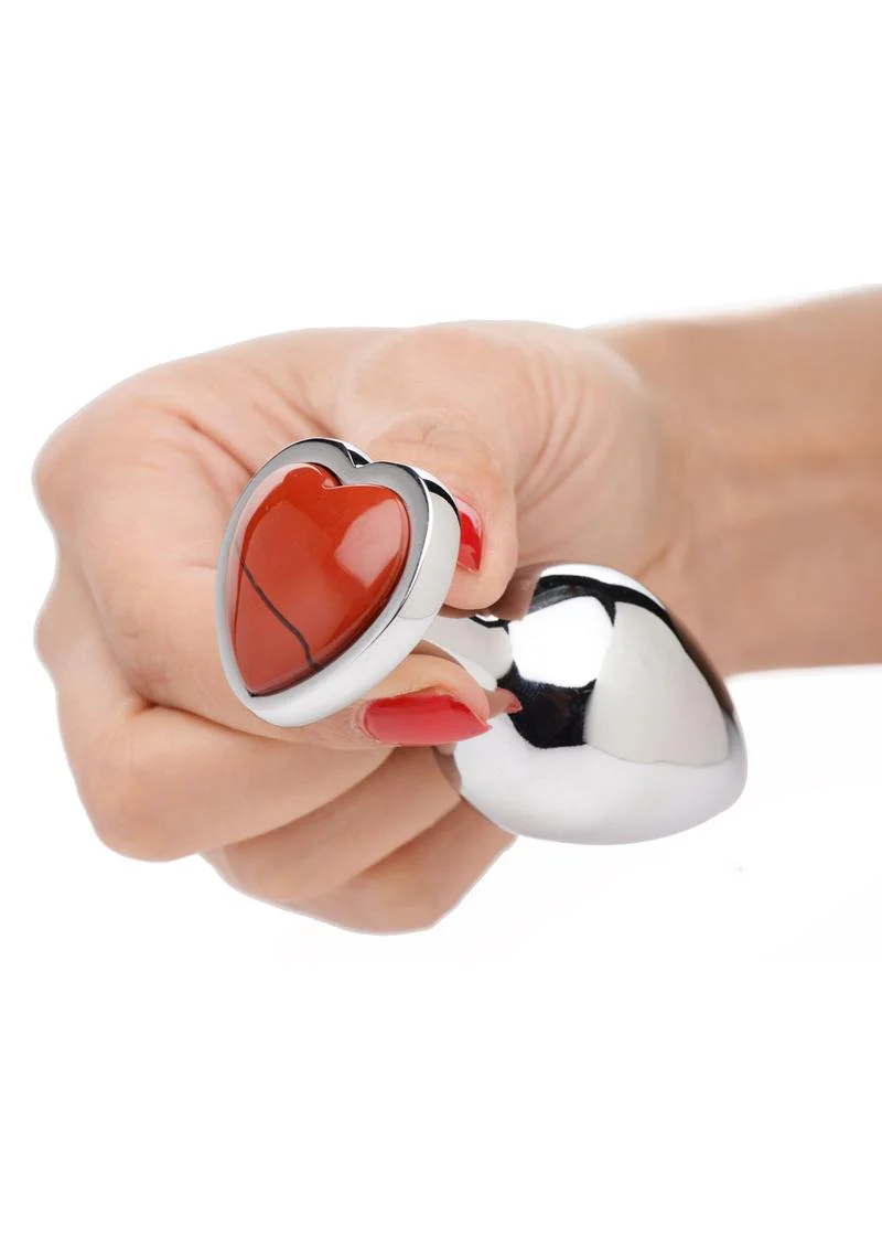 Booty Sparks Gemstones Red Jasper Heart  Anal Plug - Image 2