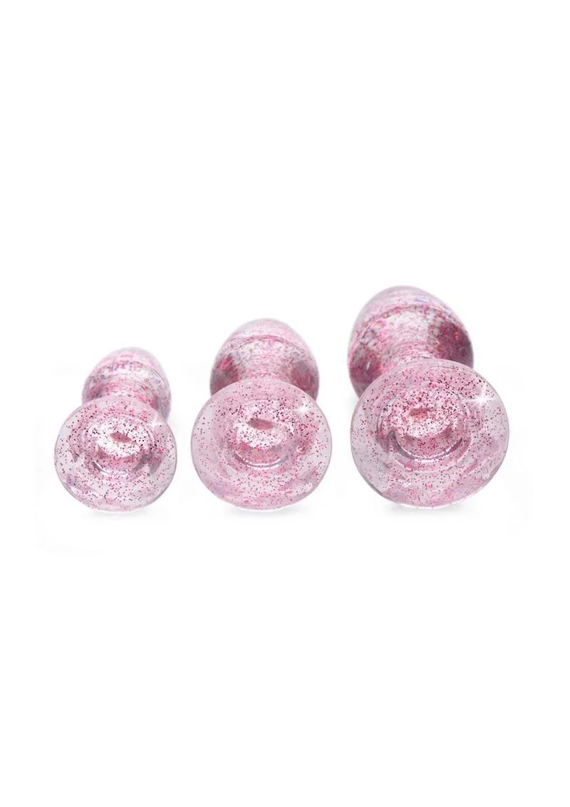 Booty Sparks Pink Glitter Gem Anal Plug Set - Image 2
