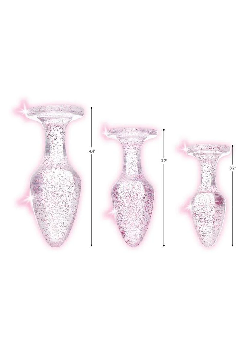 Booty Sparks Pink Glitter Gem Anal Plug Set - Image 3