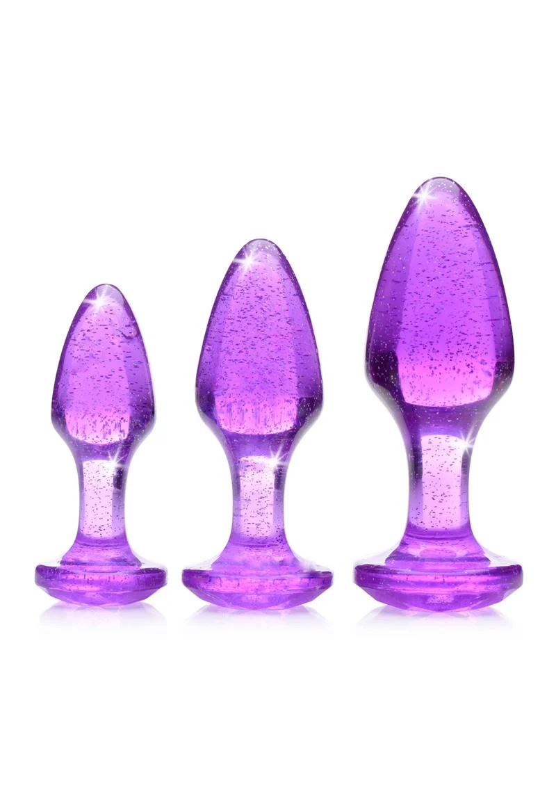 Booty Sparks Pink Glitter Gem Anal Plug Set - Image 5
