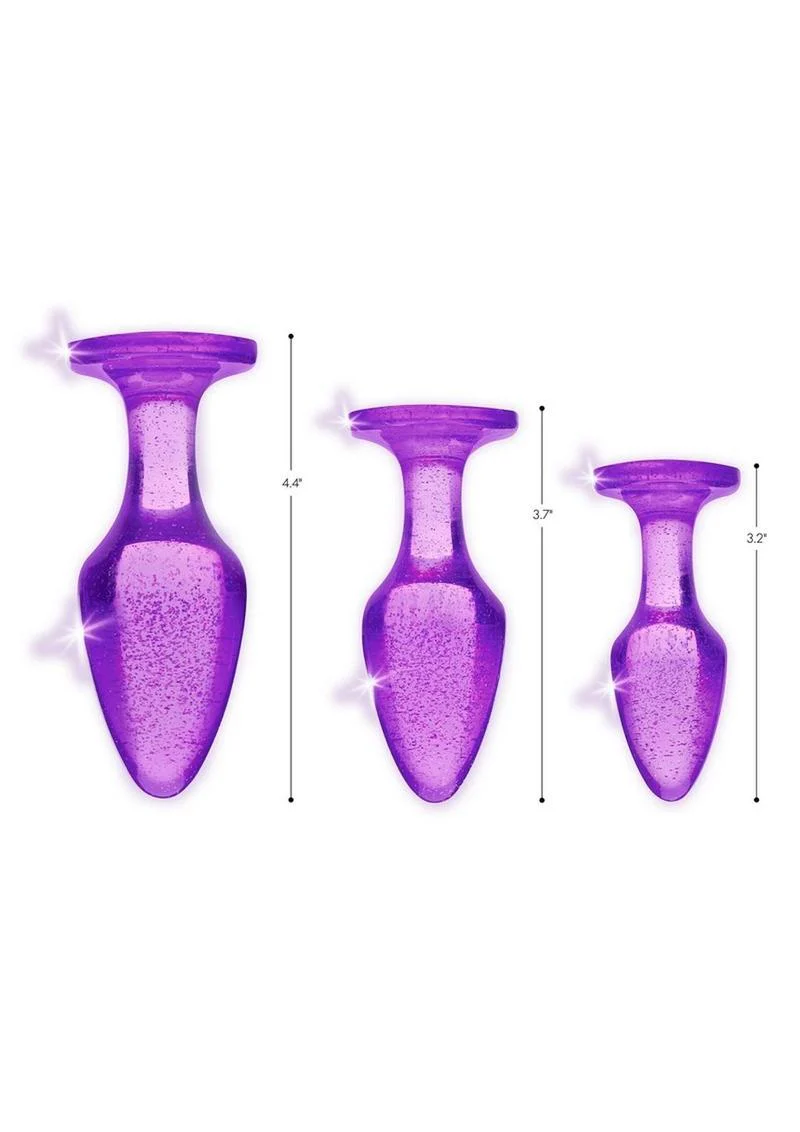 Booty Sparks Pink Glitter Gem Anal Plug Set - Image 7