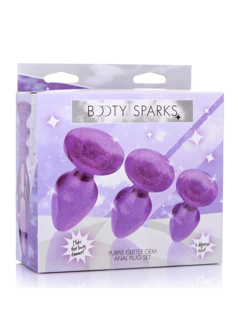 Booty Sparks Pink Glitter Gem Anal Plug Set - Image 8