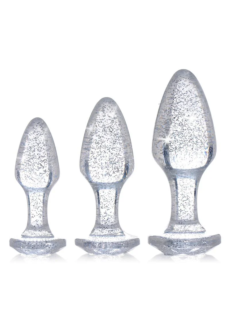 Booty Sparks Pink Glitter Gem Anal Plug Set - Image 9