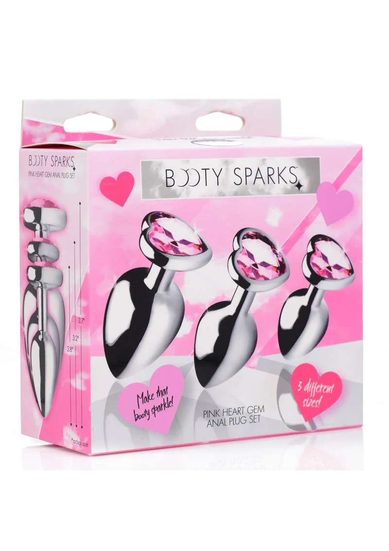 Booty Sparks Pink Heart Gem Anal Plug Set - Image 4
