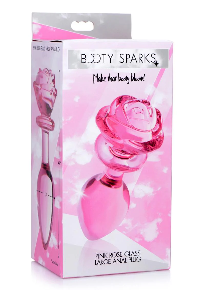 Booty Sparks Pink Rose Large Glass Anal Plug - Image 11