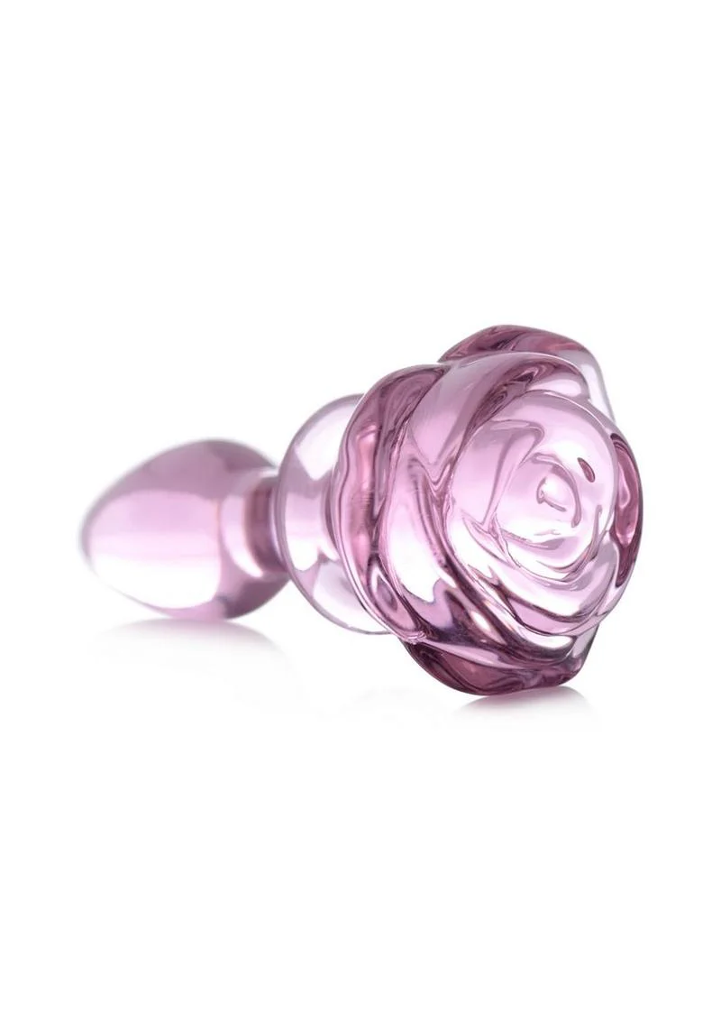 Booty Sparks Pink Rose Large Glass Anal Plug - Image 2