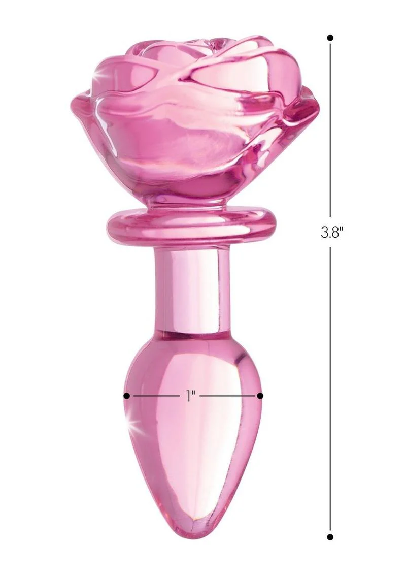 Booty Sparks Pink Rose Large Glass Anal Plug - Image 3