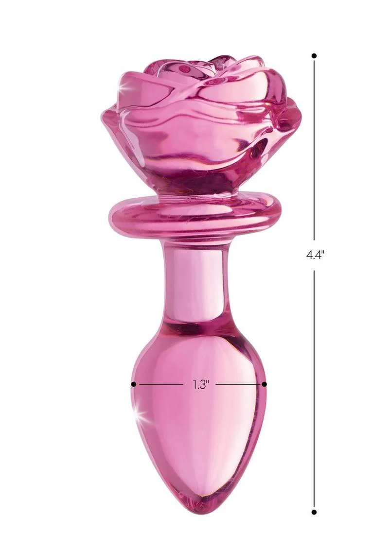 Booty Sparks Pink Rose Large Glass Anal Plug - Image 6