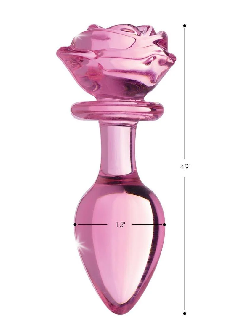 Booty Sparks Pink Rose Large Glass Anal Plug - Image 8