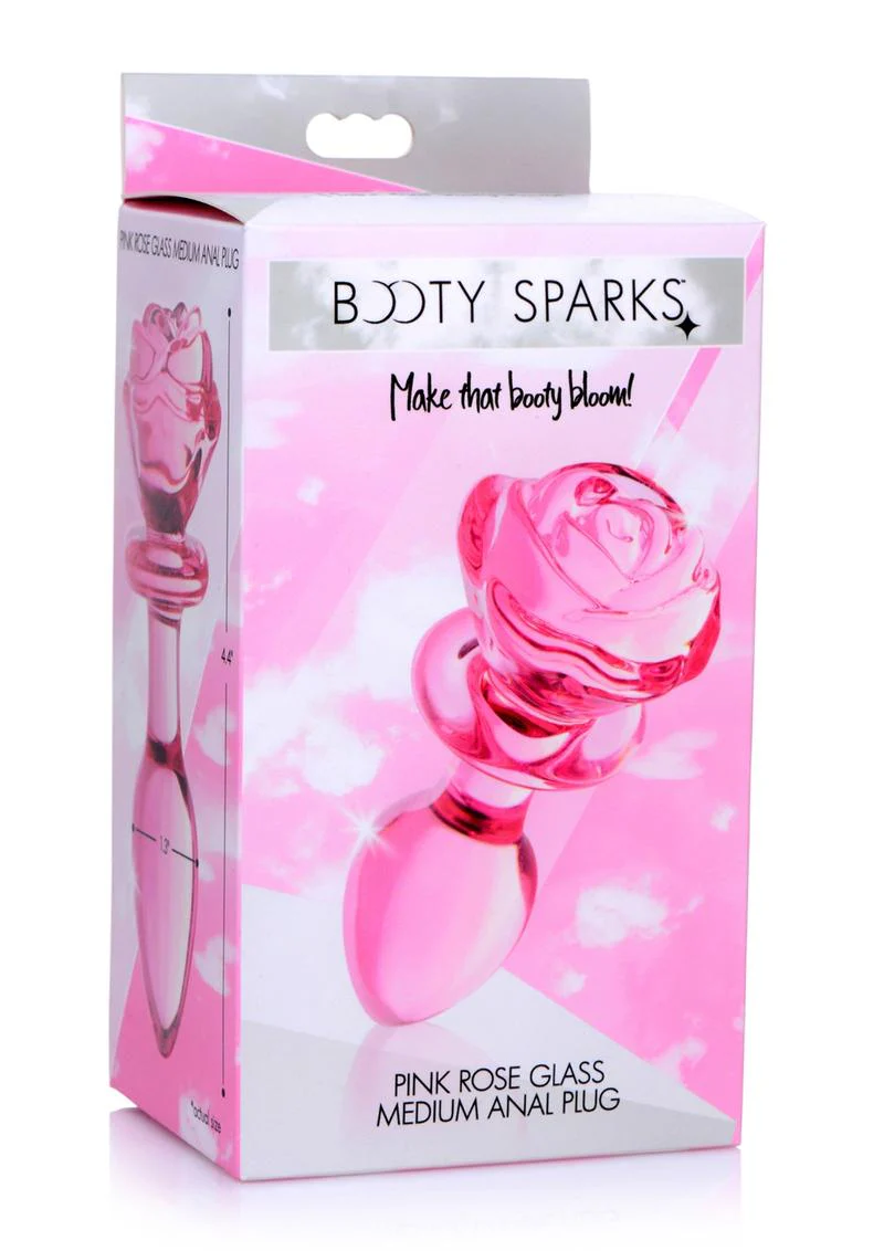 Booty Sparks Pink Rose Large Glass Anal Plug - Image 9