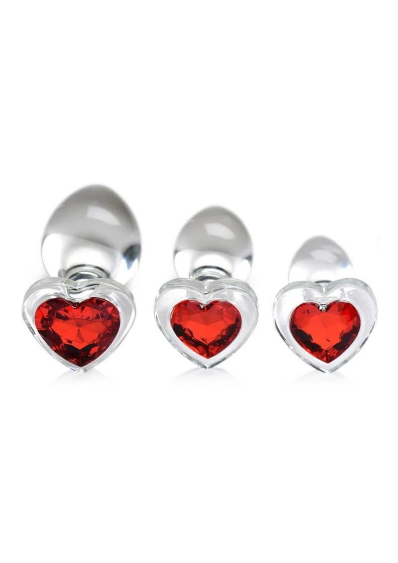 Booty Sparks Red Heart Gem Glass Anal Plug - Image 3