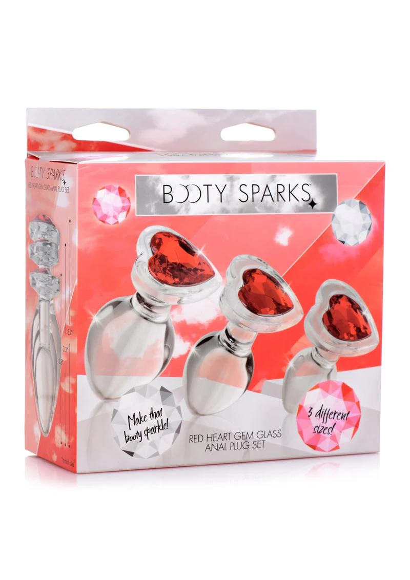 Booty Sparks Red Heart Gem Glass Anal Plug - Image 4