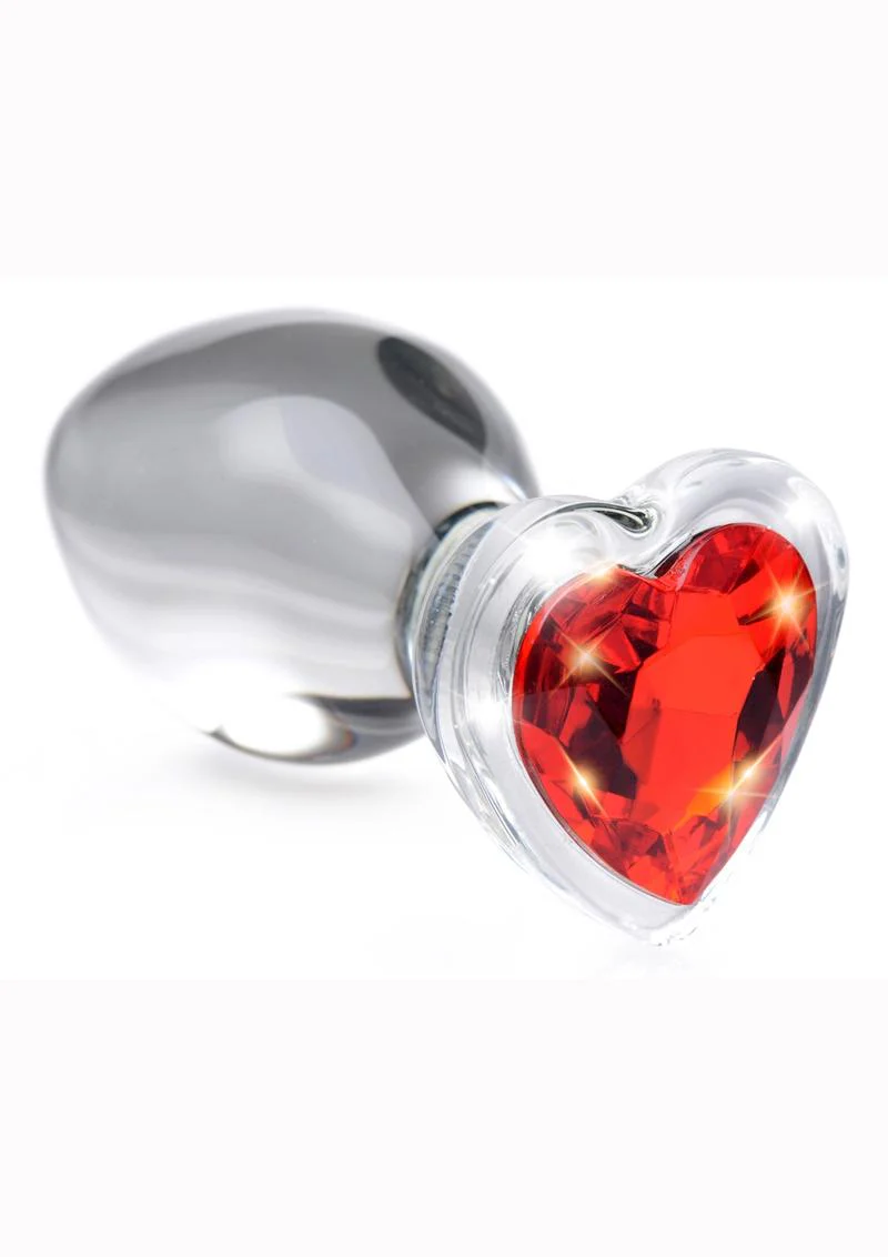 Booty Sparks Red Heart Gem Glass Anal Plug - Image 4