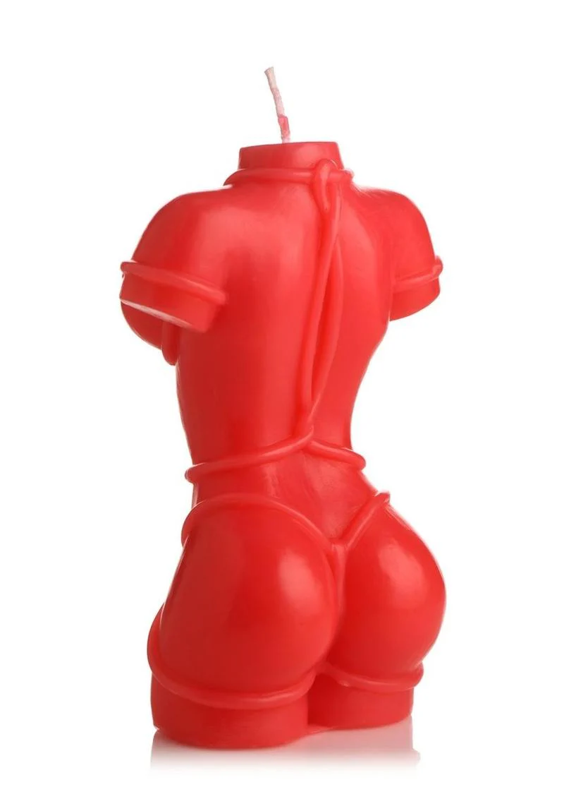 Bound Goddess Drip Candle Red Sculpted Torso Art Candle - Image 3