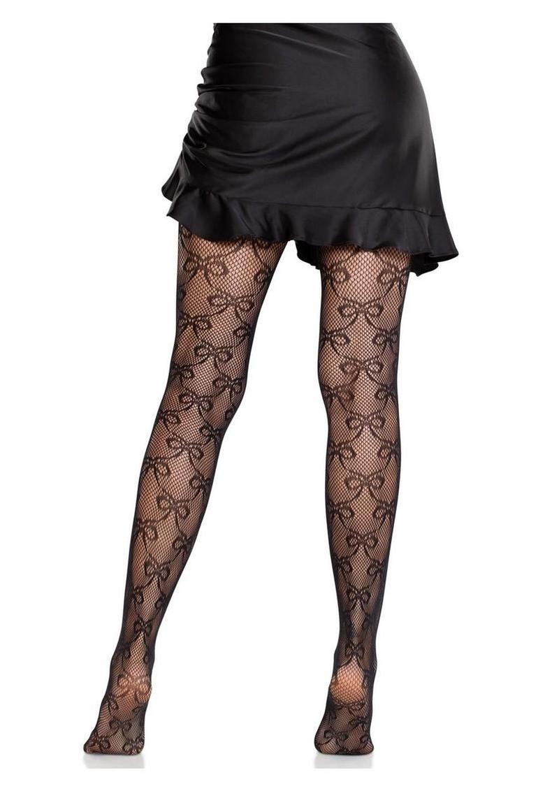 Bow Net Tights Sheer Fishnet Pantyhose - Image 3