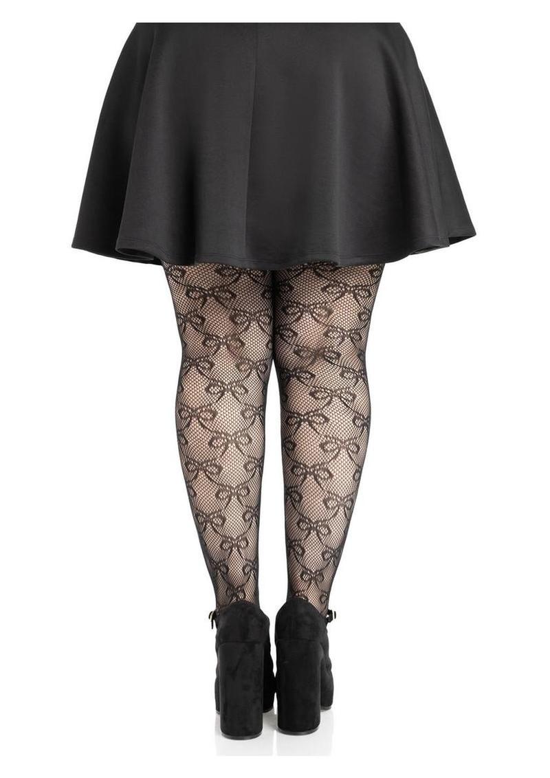 Bow-Patterned Fishnet Tights - Image 2
