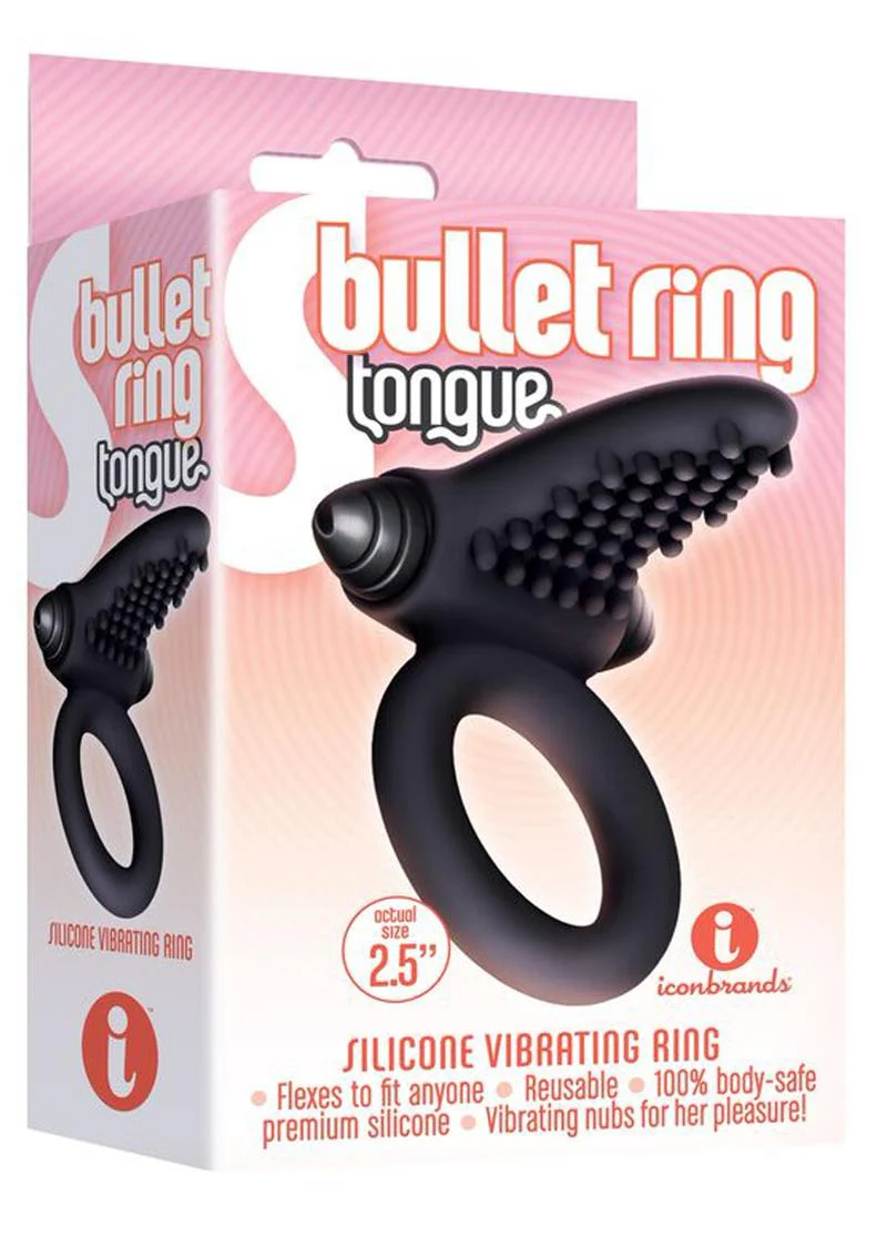 Bullet Ring Tongue Silicone Vibrating Ring with Textured Nubs - Image 3