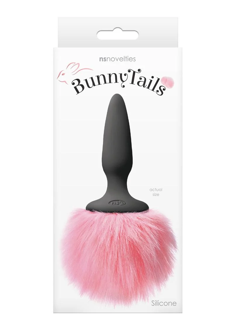 Bunny Tails Mini Silicone Butt Plug with Pink Fur - Image 2