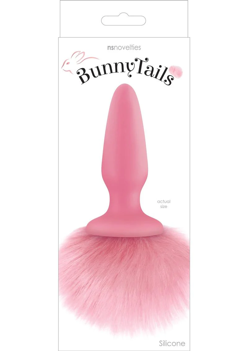 Bunny Tails Silicone Butt Plug with Fluffy Pink Tail - Image 2