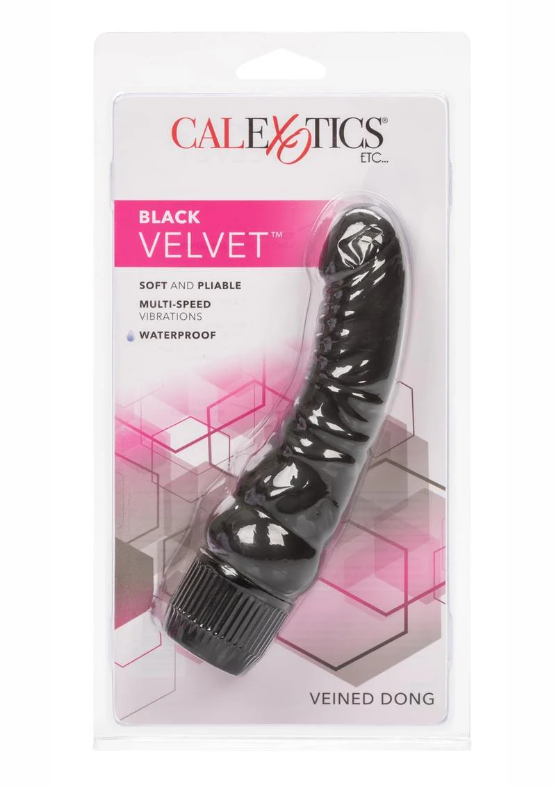 CalExotics Black Velvet Veined Dong Waterproof Vibrator - Image 4