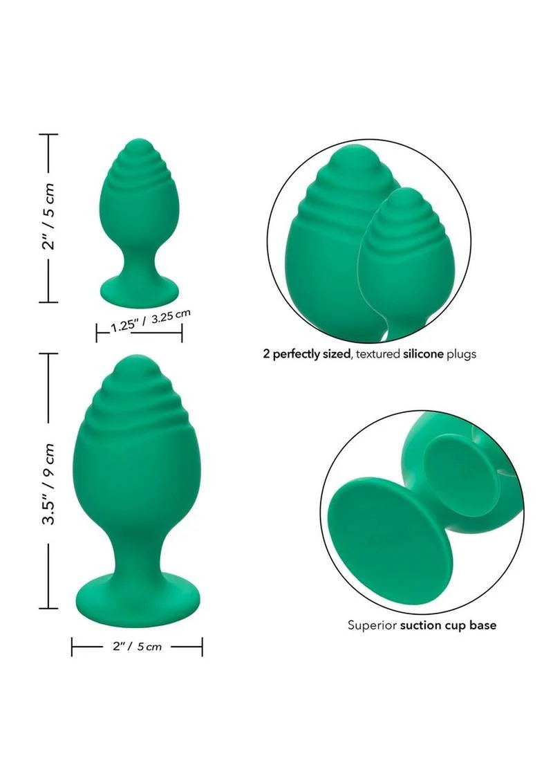 CalExotics Cheeky Silicone Textured Anal Plug Set - Image 3