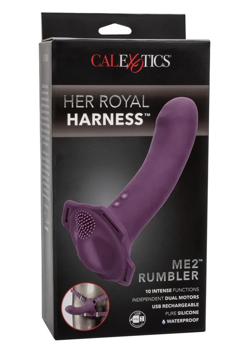 CalExotics Her Royal Harness ME2 Rumbler Silicone Strap-On Probe - Image 4