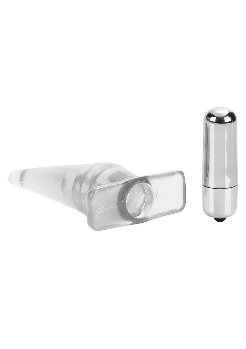 CalExotics Mini Vibro Tease Clear Vibrating Butt Plug - Image 3