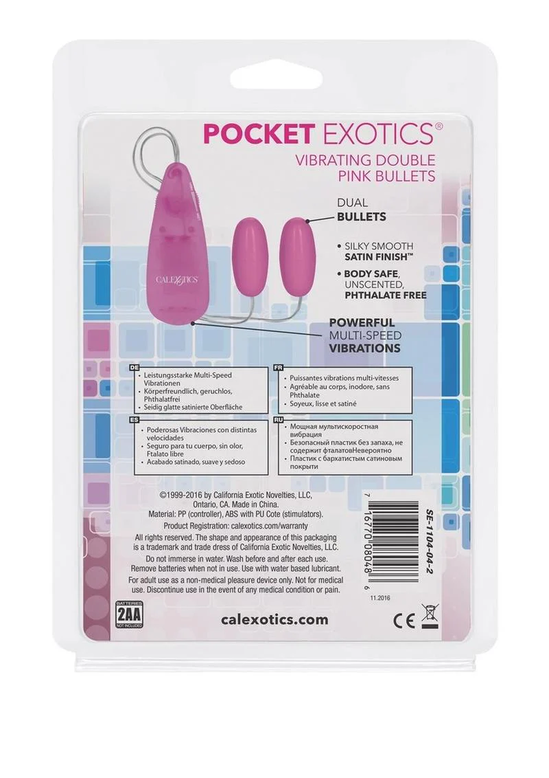 CalExotics Pocket Exotics Vibrating Double Pink Passion Bullets - Image 3