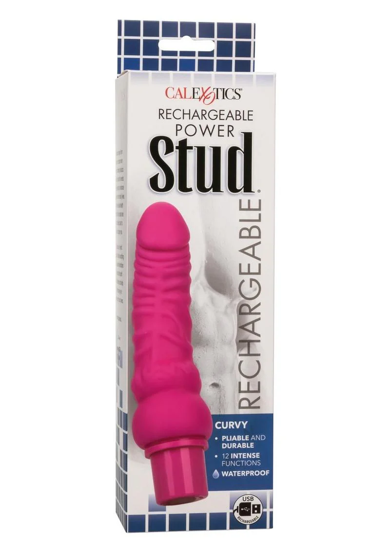 Calexotics Rechargeable Power Stud Curvy Silicone Vibrating Dong - Image 10