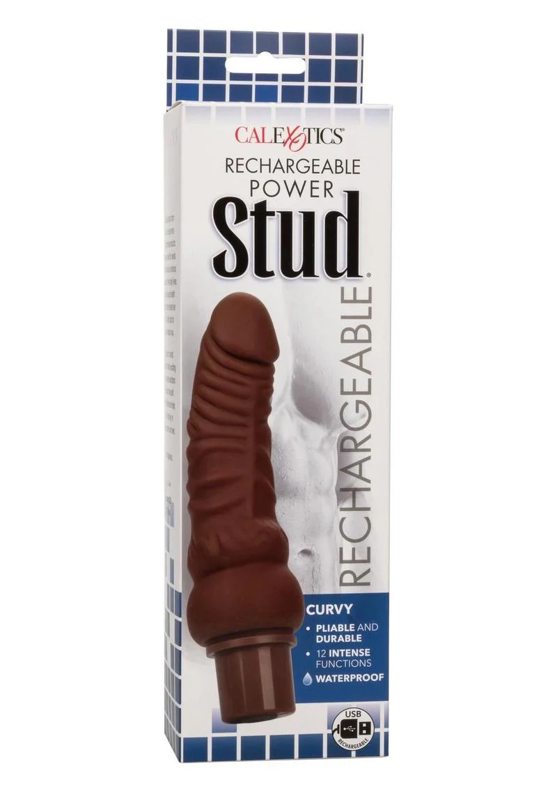 Calexotics Rechargeable Power Stud Curvy Silicone Vibrating Dong - Image 12