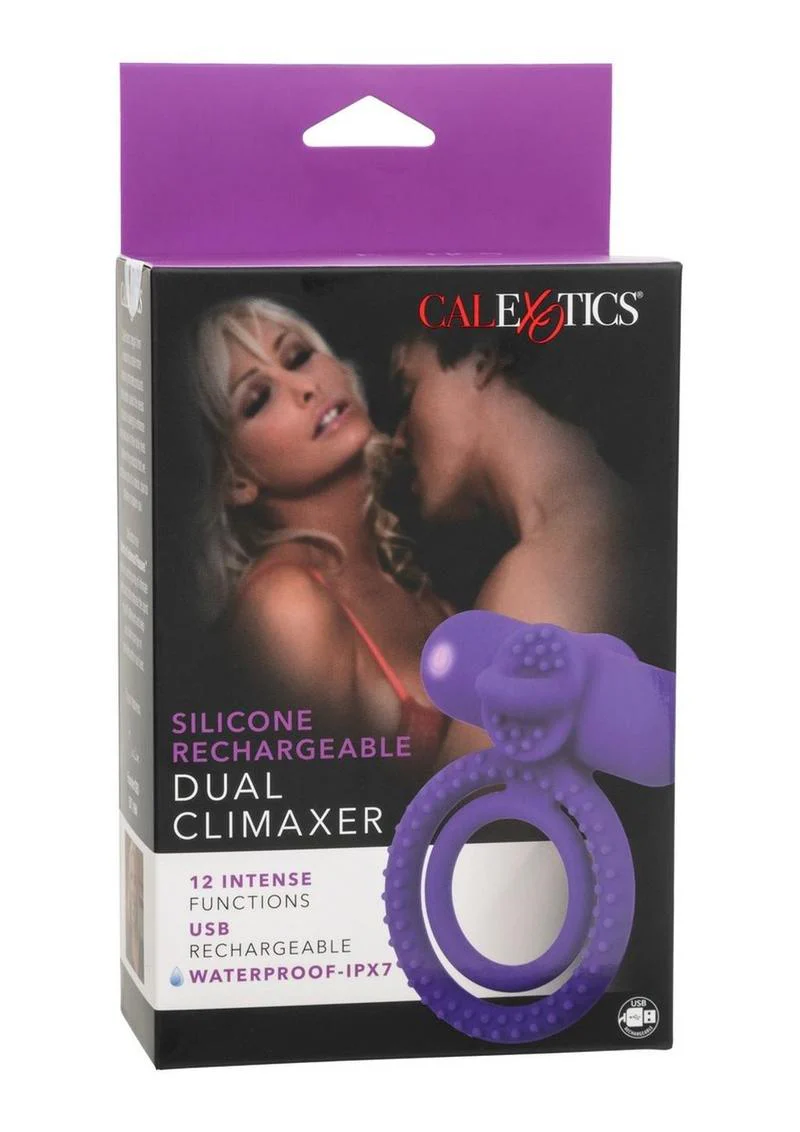 CalExotics Rechargeable Silicone Dual Climaxer Waterproof Cock Ring - Image 4