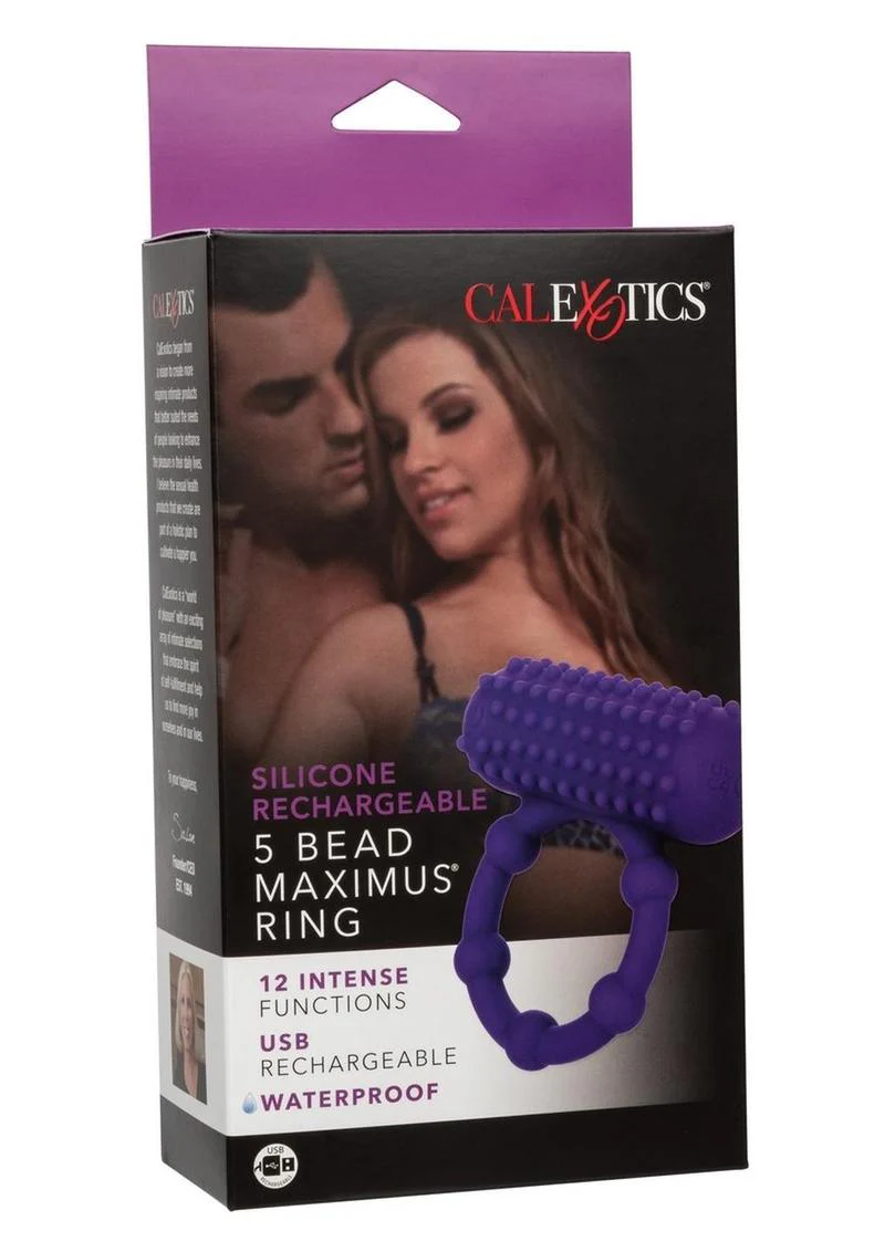 Calexotics Silicone Rechargeable 5 Bead Maximus Ring - Image 4
