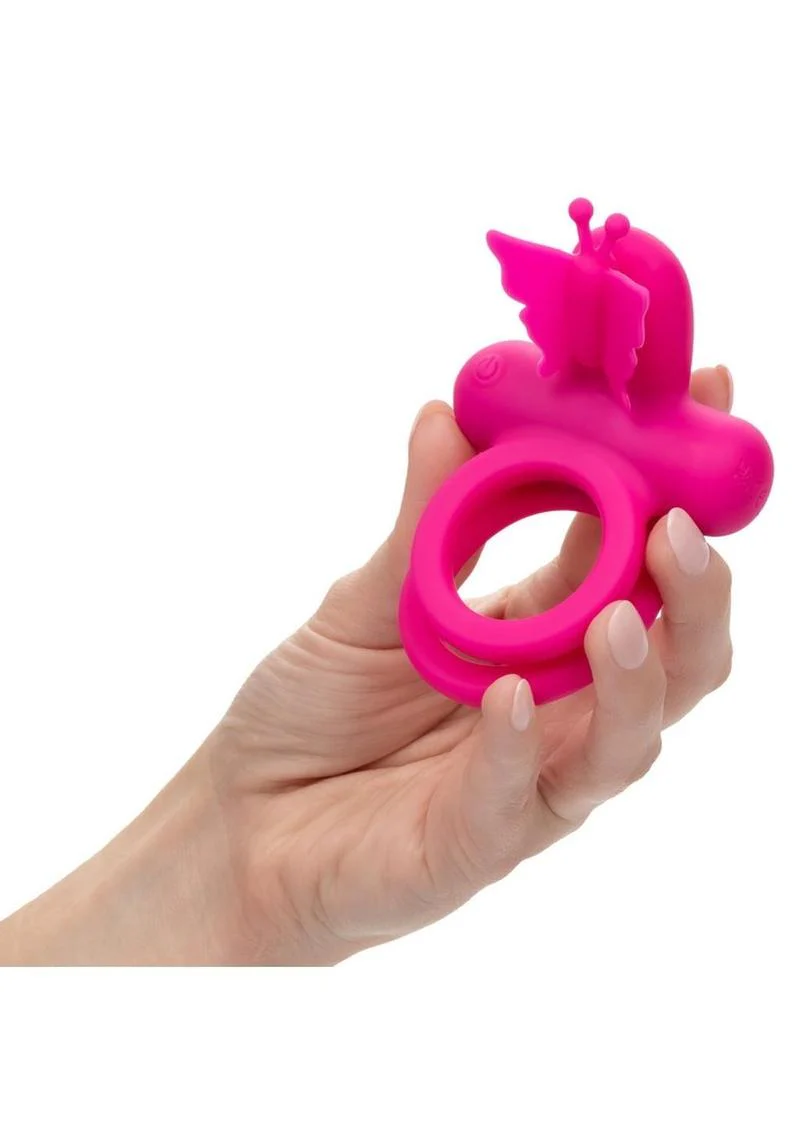 CalExotics Silicone Rechargeable Butterfly Dual Ring - Image 3