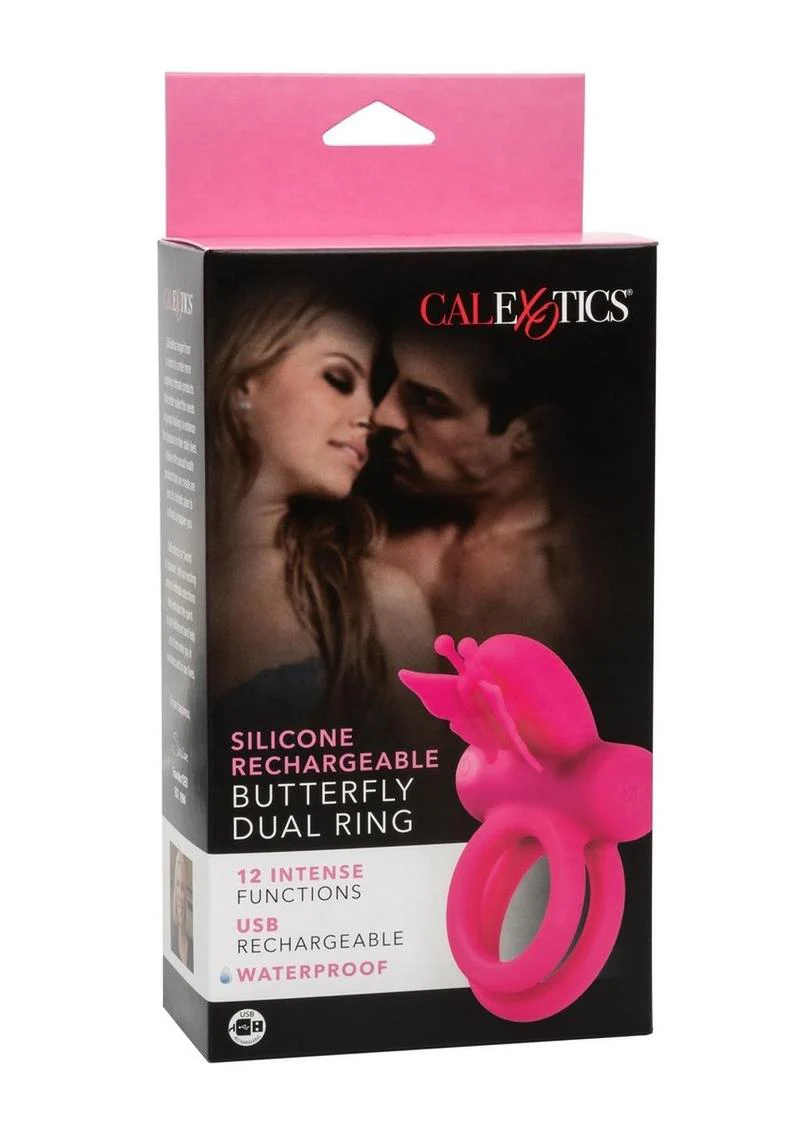 CalExotics Silicone Rechargeable Butterfly Dual Ring - Image 4