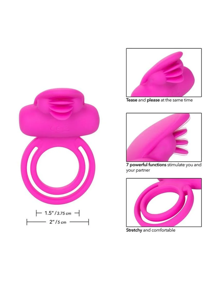 Calexotics Silicone Rechargeable Dual Clit Flicker Vibrating Cock Ring - Image 3