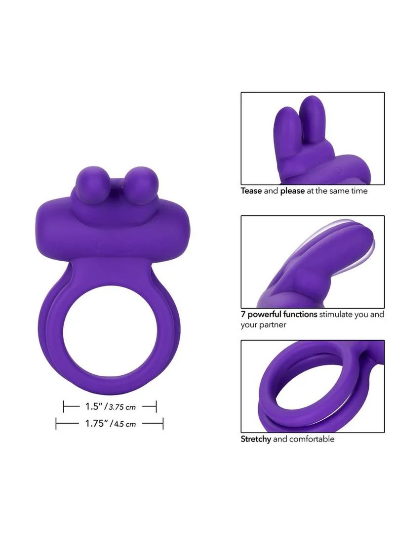 Calexotics Silicone Rechargeable Dual Rockin' Rabbit Vibe Ring - Image 3