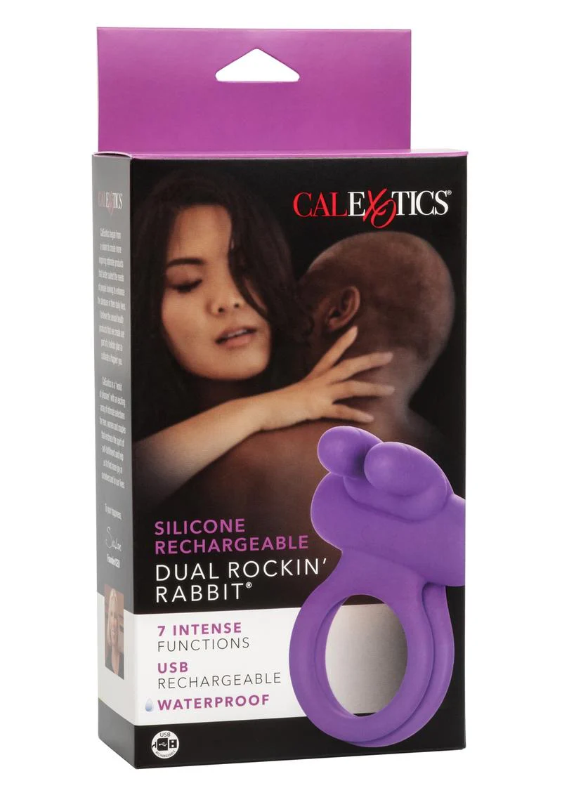 Calexotics Silicone Rechargeable Dual Rockin' Rabbit Vibe Ring - Image 4