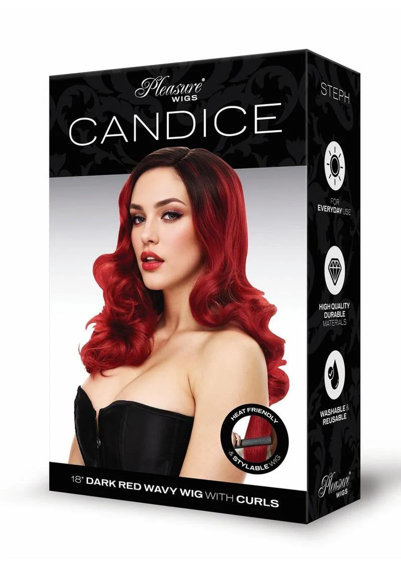 Candice 18" Dark Red Wavy Wig with Curls - Image 2