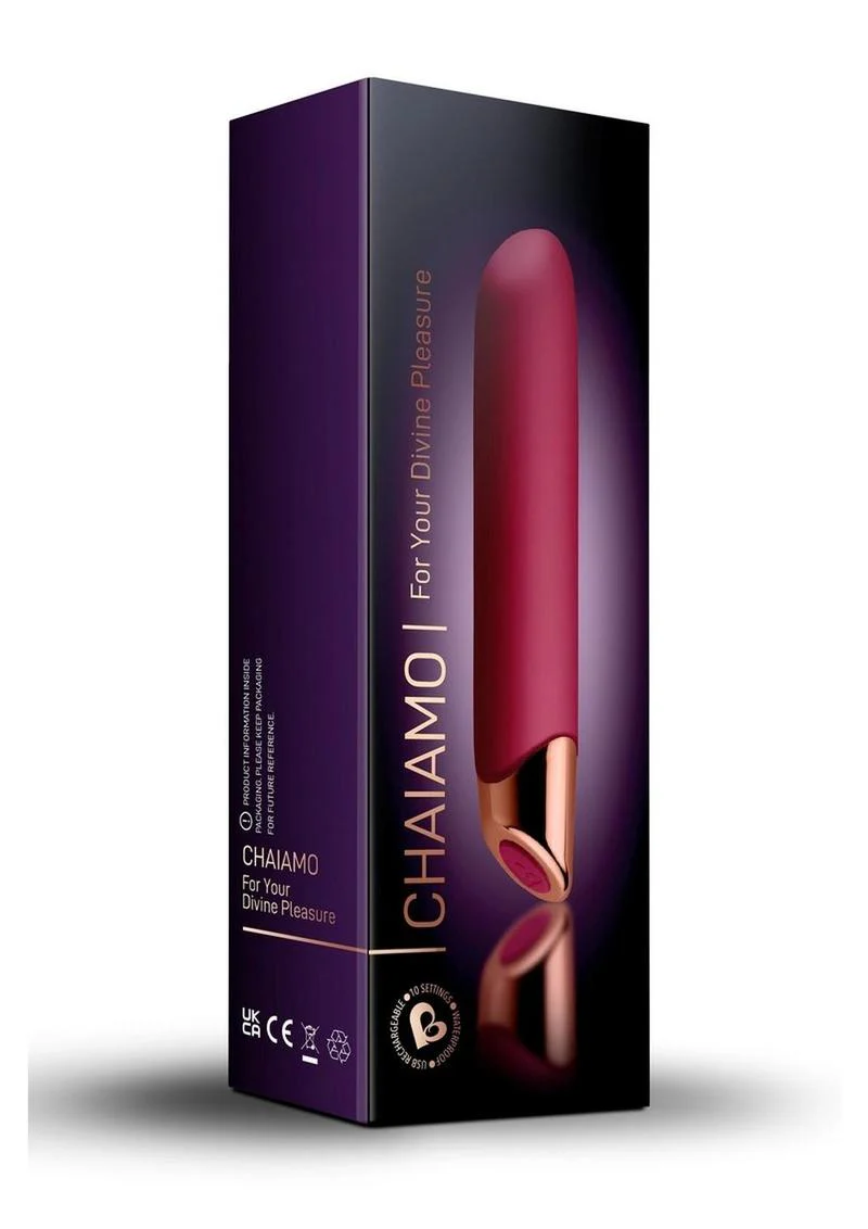 Chaiamo Rechargeable Silicone Vibrator Black with Rose Gold Accent - Image 5