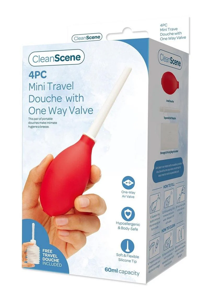 CleanScene 4PC Mini Travel Douche with One Way Valve - Image 4