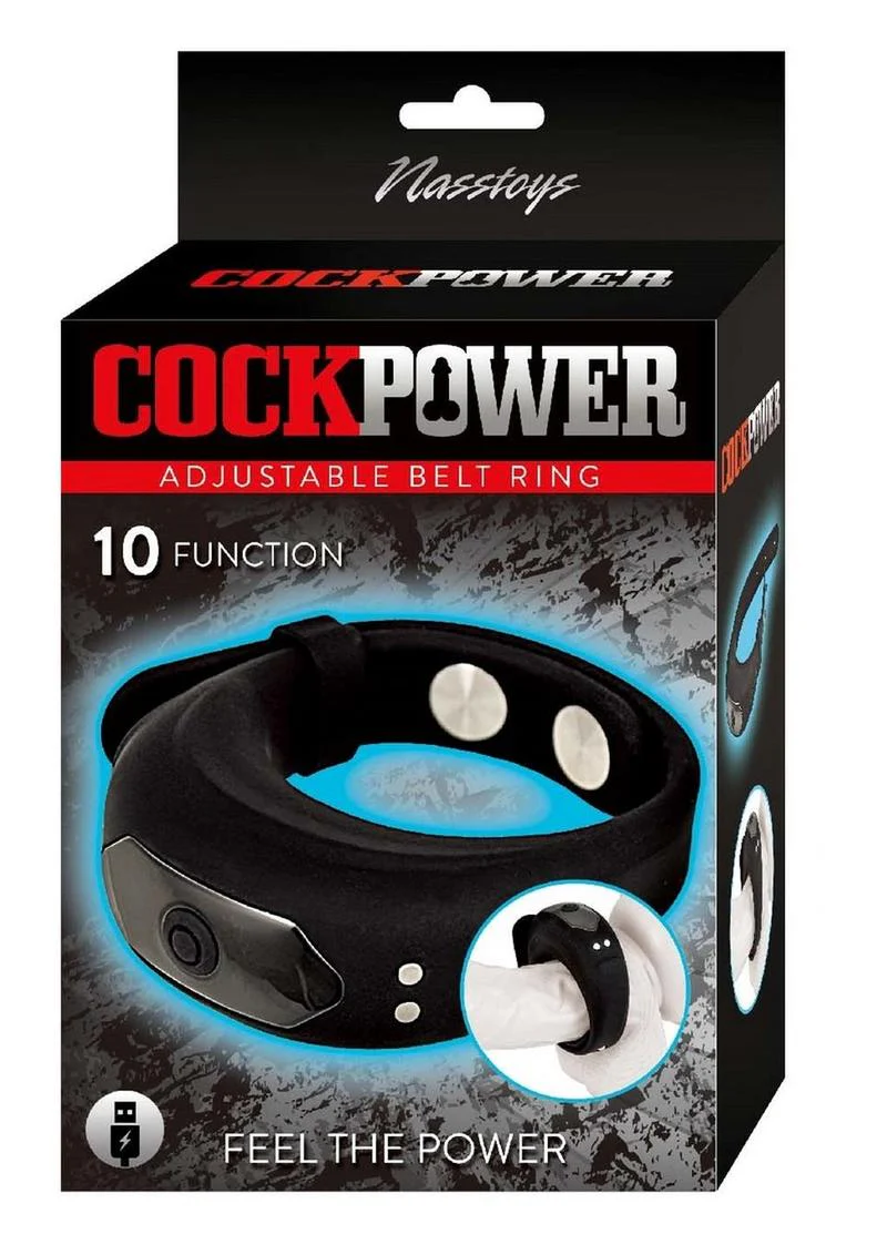 CockPower Adjustable Belt Ring Rechargeable Silicone Cock Ring - Image 4