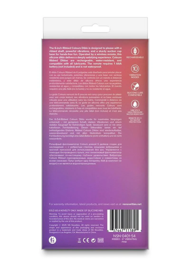 Colours Ribbed Vibrating Dildo - Image 15