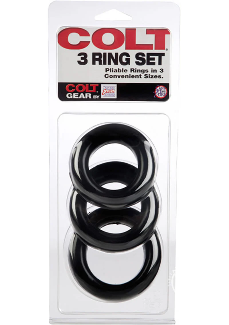 Colt 3 Ring Set Pliable Black Cock Rings - Image 4